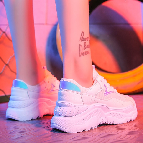 platform chunky white sneakers