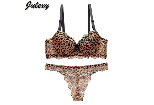 Leopard Sexy Bra Set Underwear, Julexy Leopard Print Bra Set