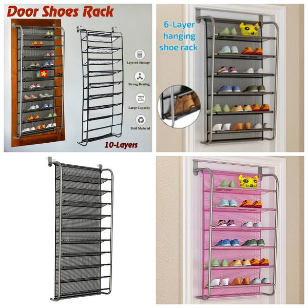 Hanging 6 10 Layers Over Door Shoes Rack Shoes Organizer Door Back Hanging Storage Holder Wall Mounted Shoe Hanging Shelf Hanger Large Capacity Shoe Rack Storage Wish