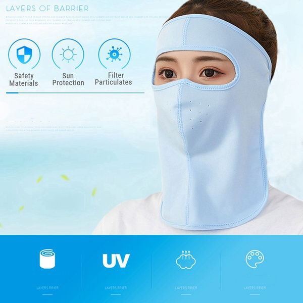Women Thin Breathable Ice Silk Sunscreen Long Neck Full Face Mask Summer UV  Protection Cycling Respirator