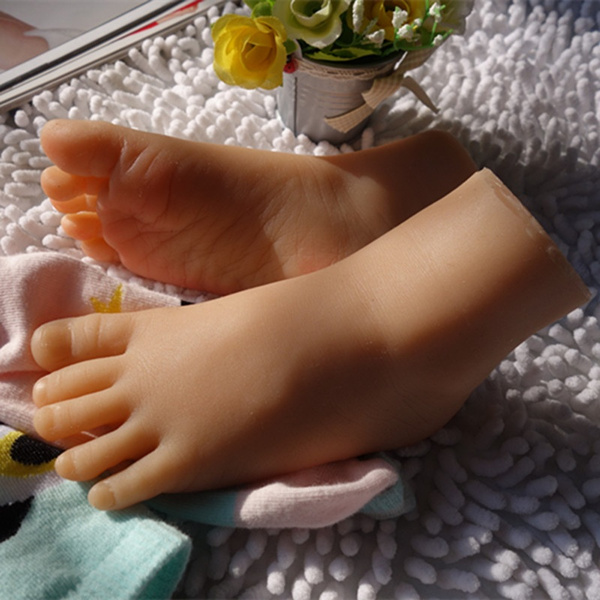 Little Kids feet Real skin full silicone life size fake feet model foot  fetish toy ,mannequin foot for sock shoes display
