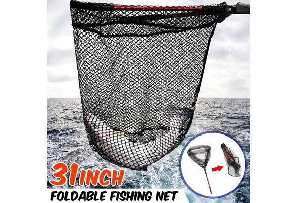80cm Folding Fishing Brail Net Telescopic Fishing Landing Net Scoop Net  Fishing Gear Retractable Aluminum Alloy Pole