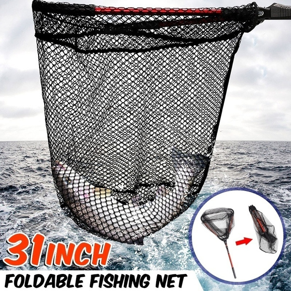 80cm Folding Fishing Brail Net Telescopic Fishing Landing Net Scoop Net  Fishing Gear Retractable Aluminum Alloy Pole