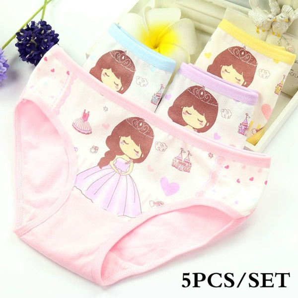 5pcs/lot Kids Girls Cotton Panties Short Briefs Baby Girl Underwear 2-10Y