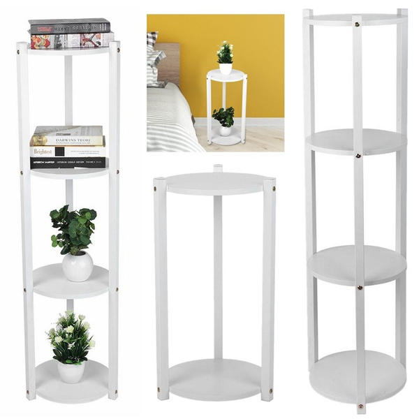 Small Round End Side Table With Storage Shelf Corner Shelf Plant Stand Oval Nightstand Bed Wish