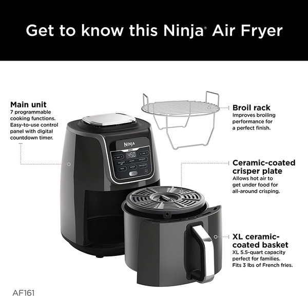 Ninja Air Fryer 4qt Guilt Free Fried Food Black AF101 Shark 622356554572