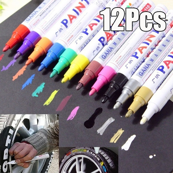 Set of 12 Paint Marker Pen Waterproof Oil Markers Pens Car Tyre Tire Tyres Metal 