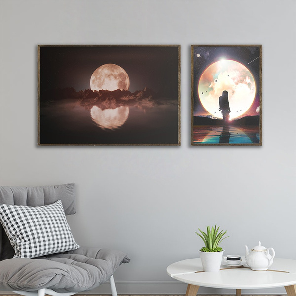 Astronaut Moon Abstract Canvas Prints Poster Nordic Wall Art Picture Home Decor 