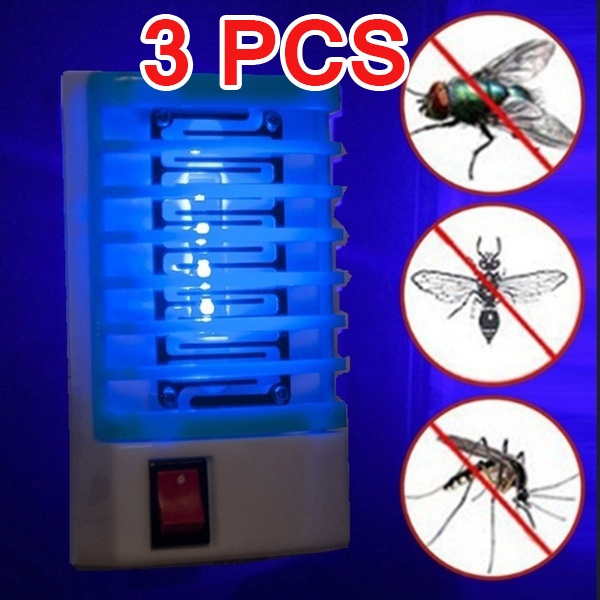 2PCS Indoor LED Electric Mosquito Fly Bug Insect Trap Zapper Killer Night Lamps