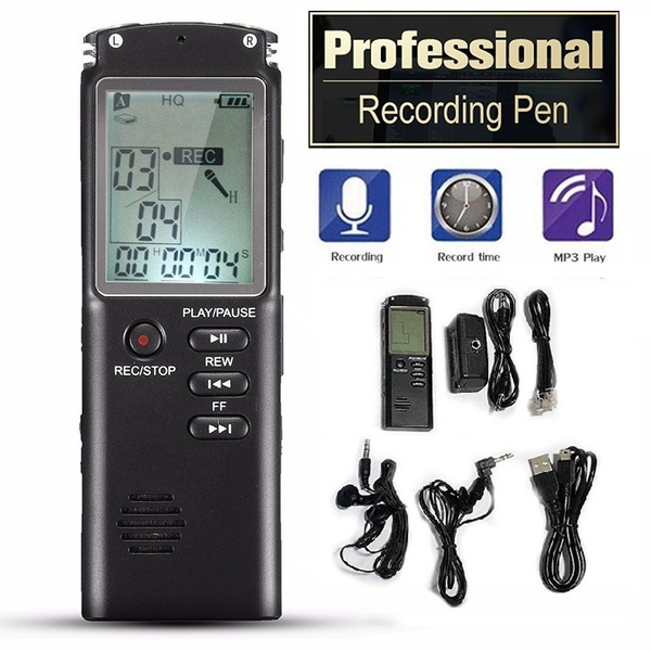 32GB Rechargeable LCD Digital Audio Sound Voice Recorder Dictaphone MP3 Player 