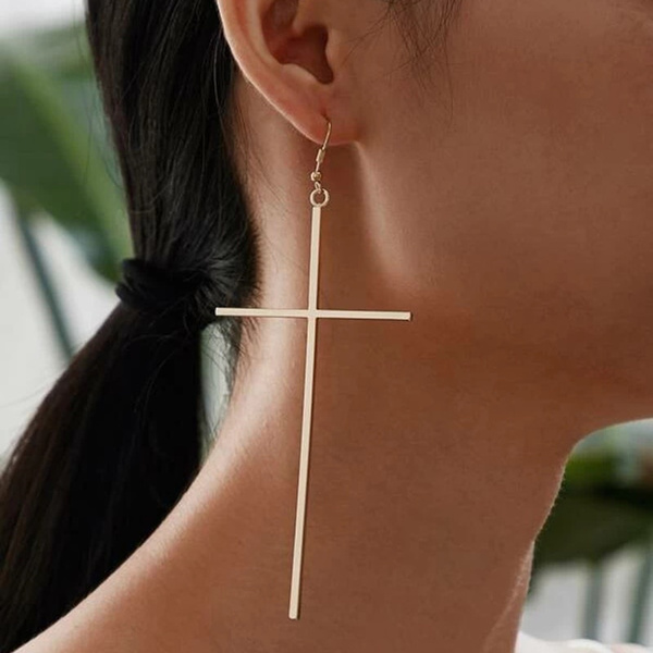 Buy Dangle Cross Earrings Men  Women Dangle Earrings Long Gold Online in  India  Etsy