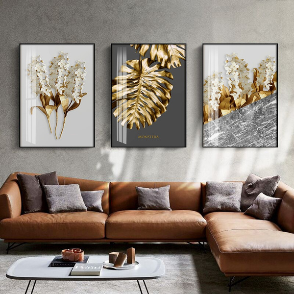 Black Golden Flower Art Canvas Painting Posters Prints Wall Pictures Home Decor