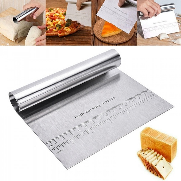 Cake Cookies Stainless Steel Pastry Bench Scraper Dough Cutter Divider Pizza