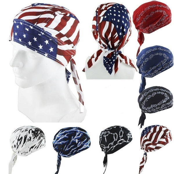 1 pc Quick Dry Cycling Cap Men Women Cotton Printing Durags Bandana