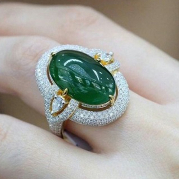 Single green stone Ring | Green stone rings, Stone rings, Rings
