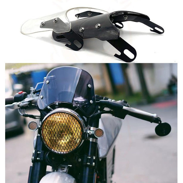 5 7 inch Motorcycle Retro Cafe Racer Headlight Windshield Instrument Visor Fit For Honda Yamaha XJR 1300 Suzuki GSX 1400 Royal