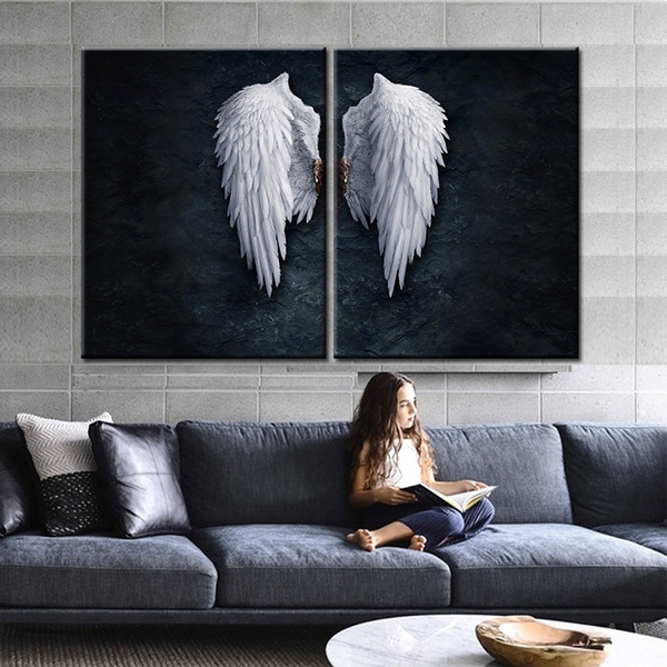Angel Feather Ground Wings Creative Paintings On The Wall Picture Fo Living Room 