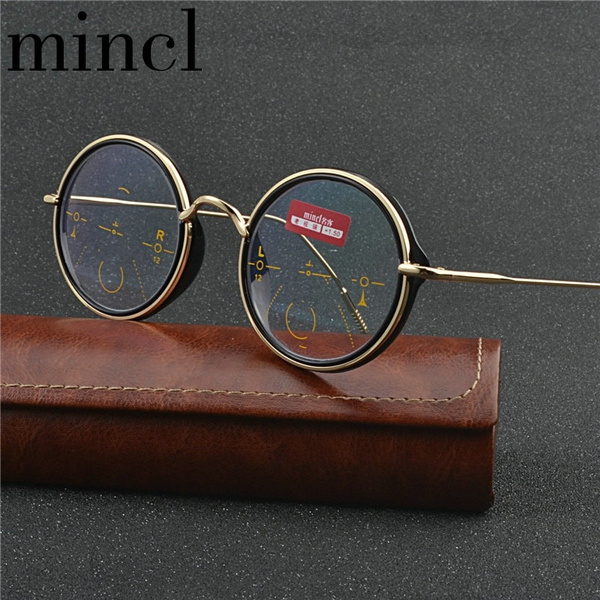 Vintage Blue Light Blocking Reading Glasses For Men Women Multifocal Diopter Progressive Round 9614