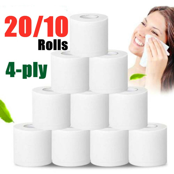 20/10Roll Toilet Paper Bulk Rolls Bath Tissue Bathroom White Soft Paper ...