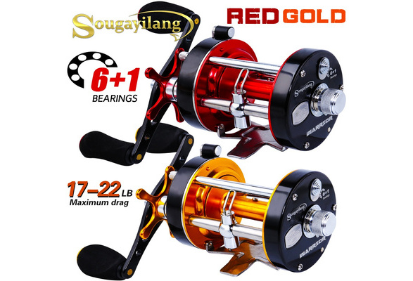 SOUGAYILANG Fishing Reels Right Hand Round Baitcasting Reel 6+1BB  Conventional Reel Reinforced Metal Body Supreme Star Drag