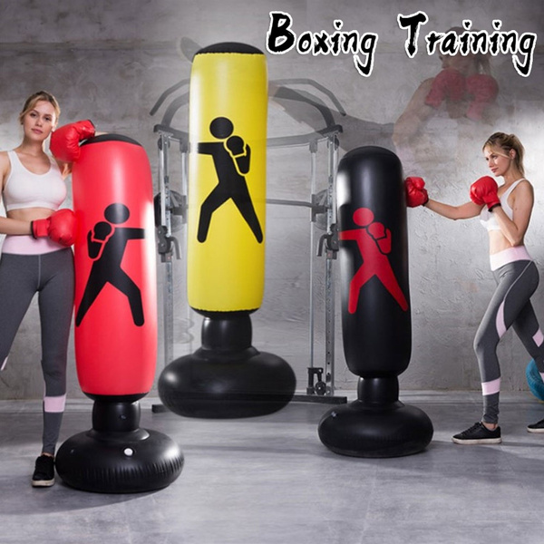 1.6M Punch Bag Inflatable Boxing Column Tumbler Sandbags Kick Martial Training 