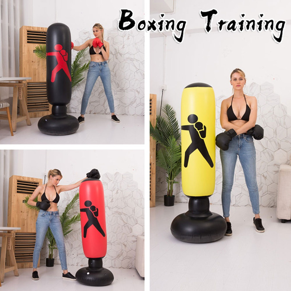 1.6M Punching Bag Inflatable Boxing Column Tumbler Sandbag Kick Martial Training 