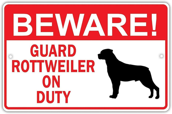 CAUTION GUARD ROTTWEILER ON DUTY SIGN METAL WARNING DOOR GATE DOG PET PUP PUPPY 