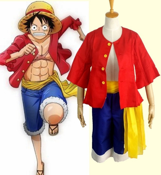 Men Women Cosplay Costumes Anime One Piece Monkey D. Luffy Cosplay Costumes  Shirt Pants Belt for Halloween Party Christmas