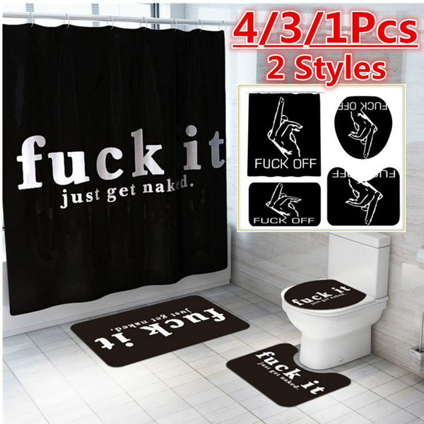 PSY-Cho Realm Bathroom Antiskid Pad 3 Piece Set Toilet Lid Cover Set Bath Shower Mat and U-Shaped Toilet Floor Rug