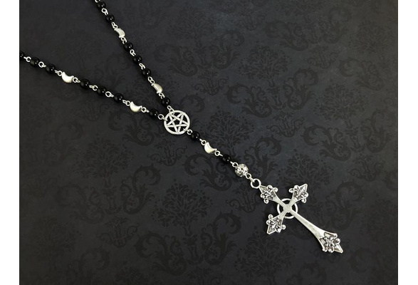 Gothic Rosary Necklace - Gothic Prayer Beads, Pentagram Necklace, Beaded  Trad Goth Necklace - Necklace - AliExpress