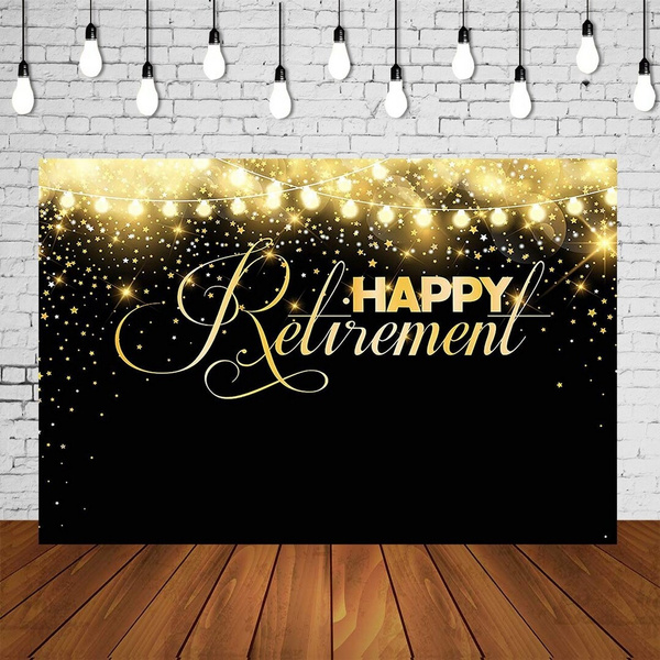 Happy Retirement Party Backdrop Fabulous Celebration Golden Glittering ...