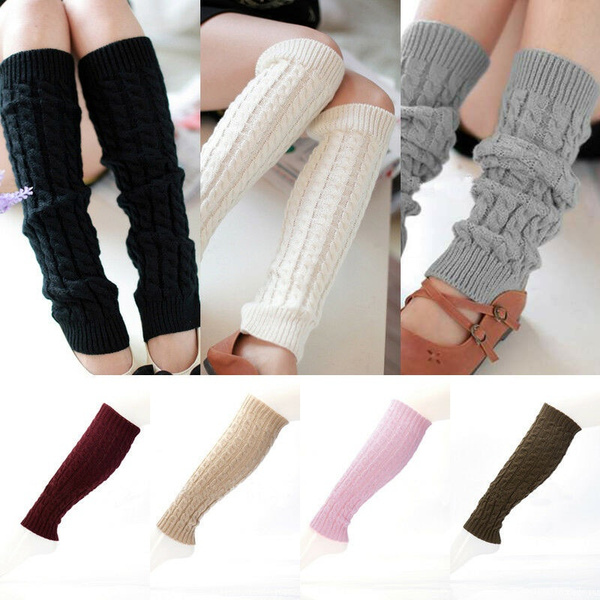 Women Fashion Leg Warmers Warm Knee High Winter Knit Solid Crochet