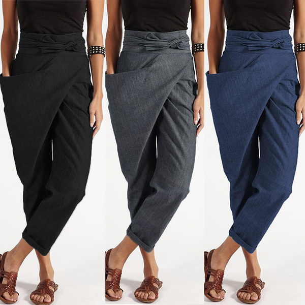 Rayon wrap pants, 'Summer Chill in Navy' | Wrap pants, Modern outfits,  Unique pants