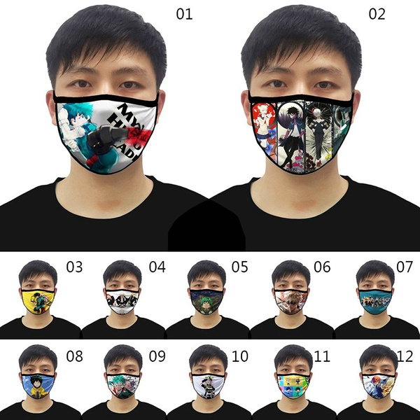 ALTcompluser Anime My Hero Academia Black Mouth Mask Cotton Anti-fog Mask Cold Protection Face Mask Washable Reusable