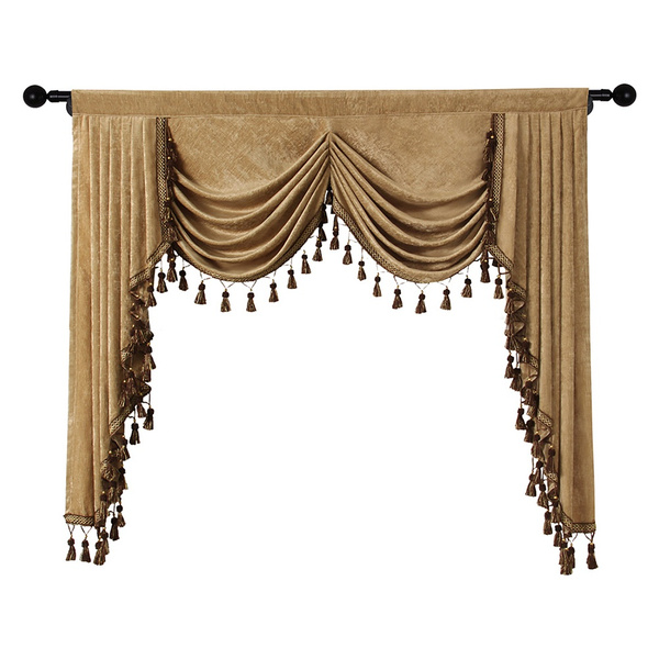 Double-Sided Chenille Waterfall Valance for Living Room Luxury Window ...