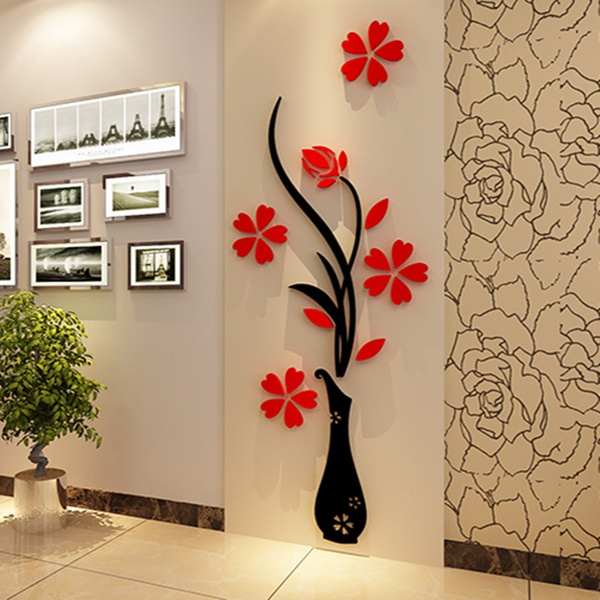 DIY Vase Flower Tree Crystal Arcylic 3D Wall Stickers Decal Home Bedroom Decor DIY Vase Flower Tree Crystal Arcylic 3D Wall Stickers Decal Home Bedroom Decor