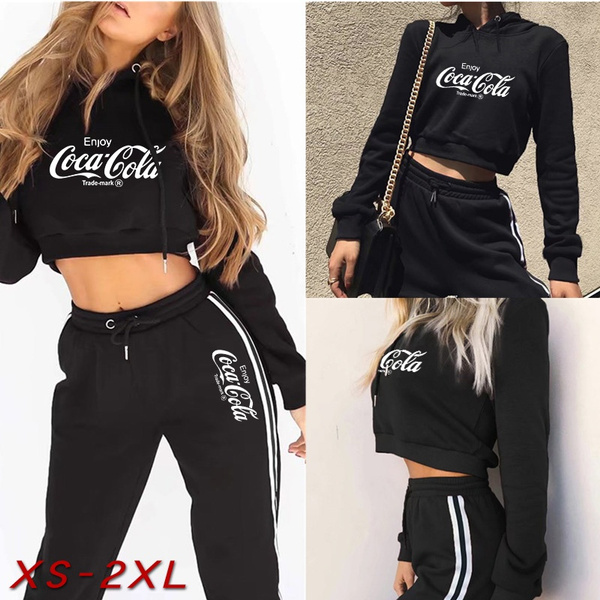 Striped side crop hoodie with sales sweatpants set