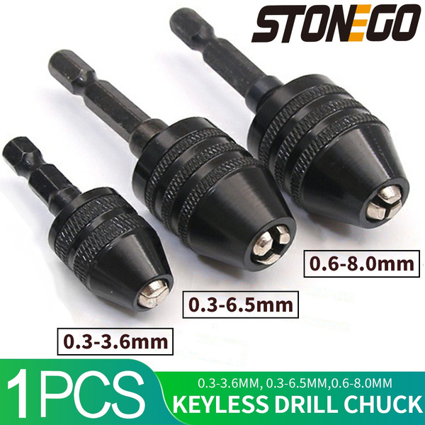 Keyless Drill Chuck 0.3-3.6mm Conversion Tool 1/4" Hex Shank Quick Adapter 
