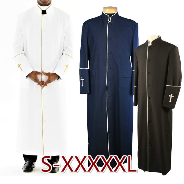 Modern Style Pastors Robes Long Sleeve Stand Collar Preacher Work Clothing Men s Asbury Clergy Robe Solid Color