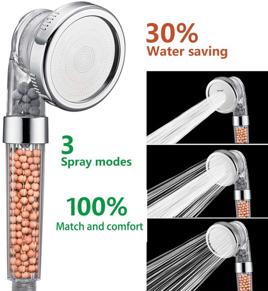 Bath Shower Head High Pressure Boosting Water Saving Filter Balls Beads 
