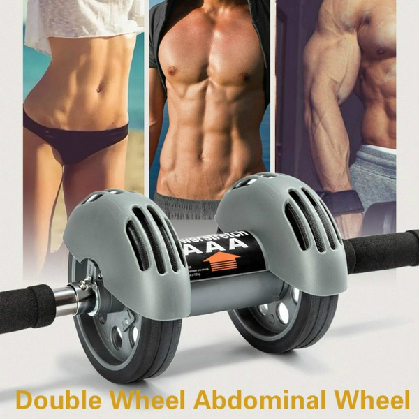 ROLLER TRAINER Muscle EXERCISE Equipment Fitness DOUBLE WHEEL ABDOMINAL POWER 
