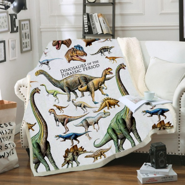 Animal Dinosaur 3D Print Sherpa Blanket Throw Warm Sofa  Fleece Single Double 