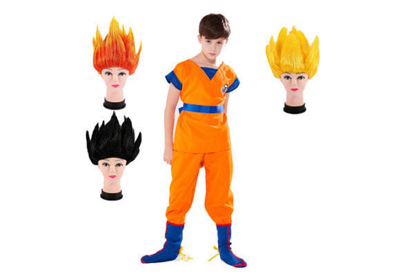 Halloween Adult Kids Suit Son Goku Gui Carnival Anime Cosplay Costumi  Vacanze Coda Wig Wig Blue Gold Children Dress Up H220804 Da 29,02 €