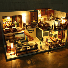 minihhouse, led, doll, Wooden