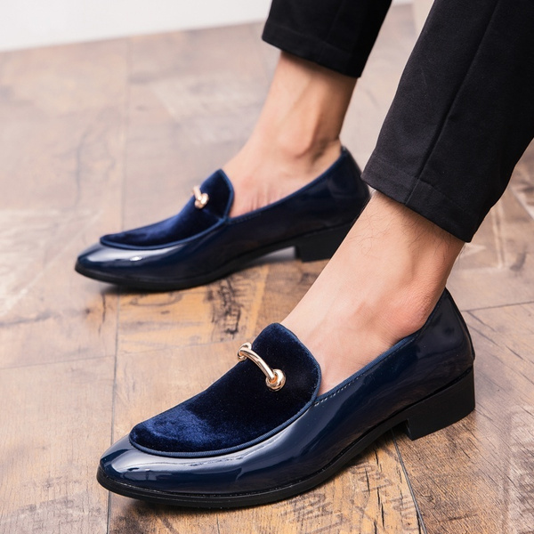 navy blue slip on dress shoes