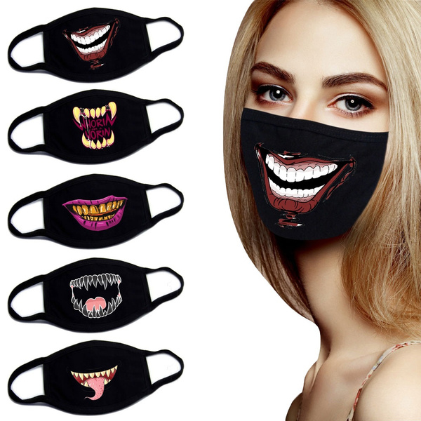 Cartoon Mouth Funny Face Mask Dustproof Cotton Mask | Wish
