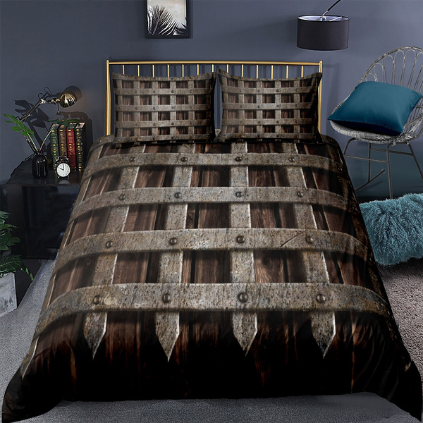 Medieval Comforter Cover Wooden Castle, Greek Style Duvet Cover