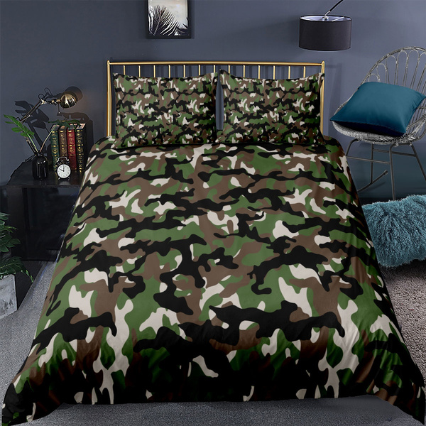 Camo Comforter Cover Green Camouflage, Camo Bed In A Bag Queen