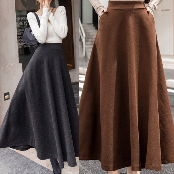  Winter Women's A-Line Skirt Fashion High Waist Thick
