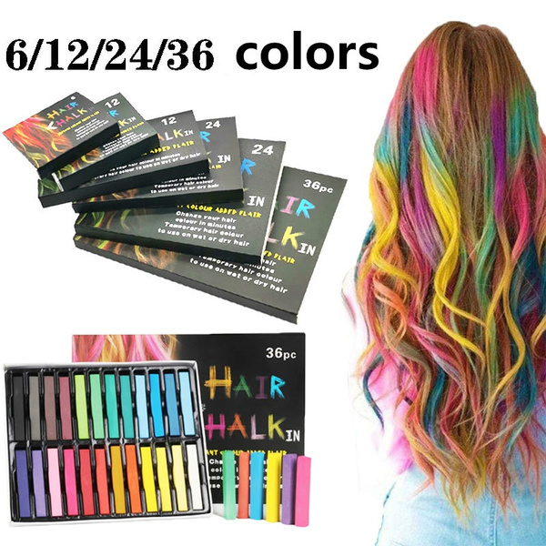 6/12/24/36 Color Hair Style Disposable Hair Dye Chalk Hair Color Chalk Hair  Dye Stick Hair Cream Hair Dye Wax | Wish